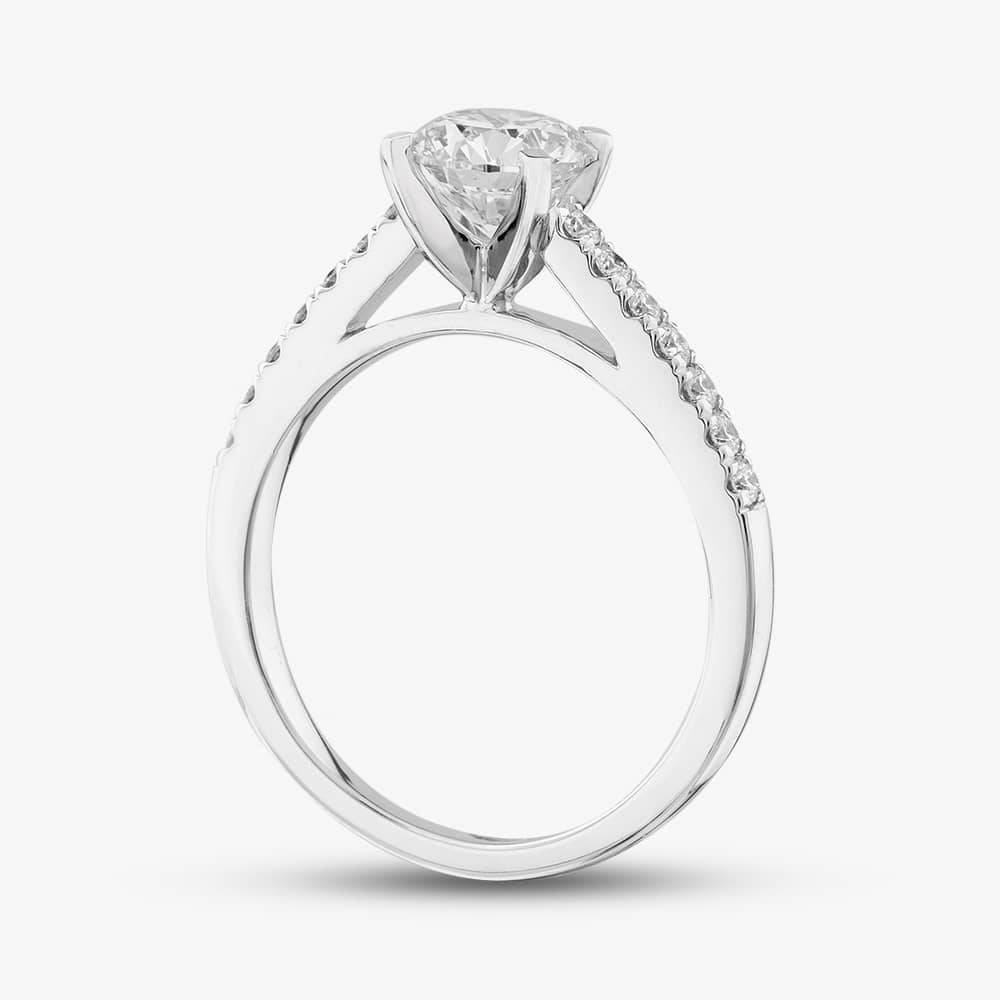 9ct White Gold 1.20ct Brilliant Cut Lab Grown Diamond Shoulder Set Solitaire Ring LGR35523-120 (WG)