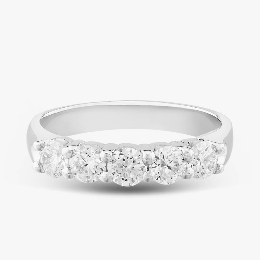 9ct White Gold 1.00ct Brilliant Cut Lab Grown Diamond Half Eternity Ring LGR5555-100 (WG)