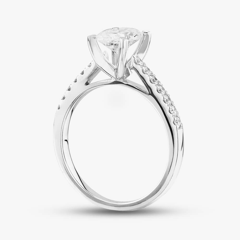 9ct White Gold 1.20ct Oval & Brilliant Cut Lab Grown Diamond Shoulder Set Solitaire Ring LGR35520-120 