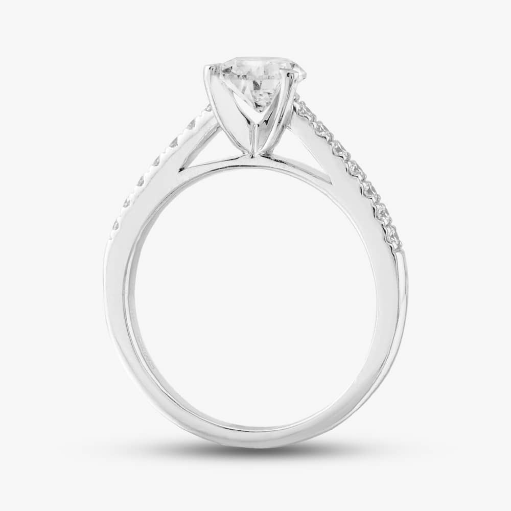 9ct White Gold Lab Grown 1.20ct Pear & Brilliant Cut Diamond Shoulder Set Solitaire Ring LGR35522-120 L