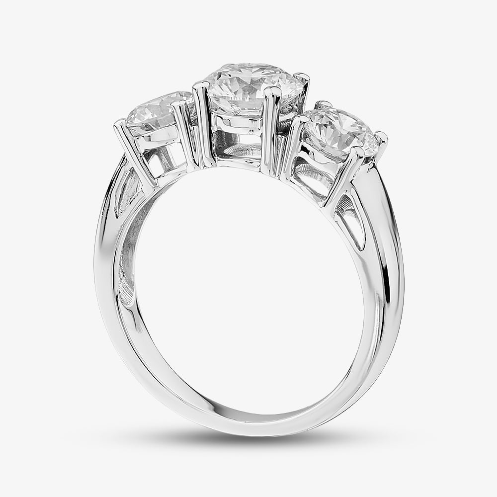 9ct White Gold 2.00ct Certificated Brilliant Cut Lab Grown Diamond Three Stone Ring LGR5026-200