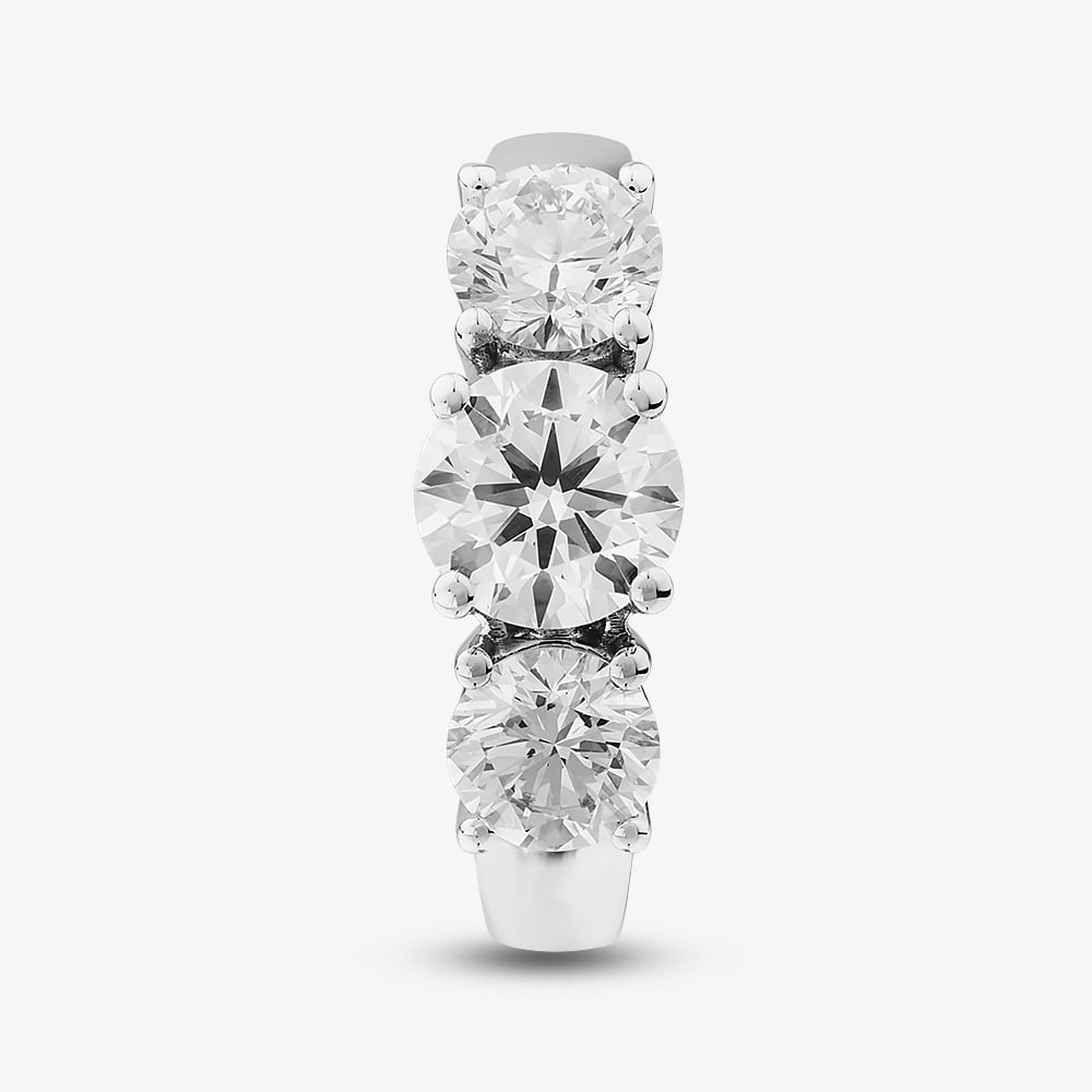 9ct White Gold 2.00ct Certificated Brilliant Cut Lab Grown Diamond Three Stone Ring LGR5026-200