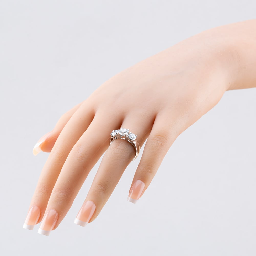9ct White Gold 2.00ct Certificated Brilliant Cut Lab Grown Diamond Three Stone Ring LGR5026-200
