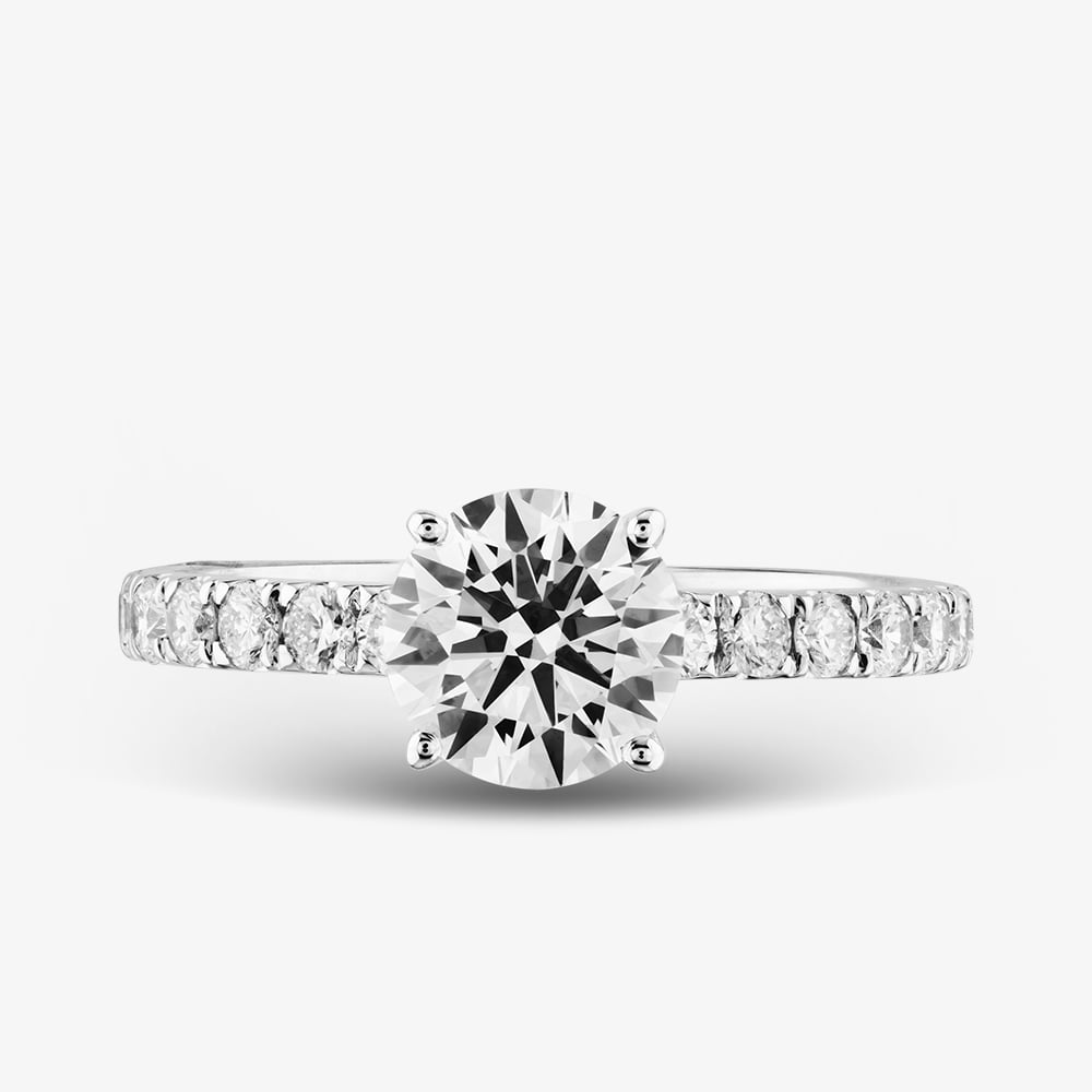 9ct White Gold 1.50ct Certificated Brilliant Cut Lab Grown Diamond Shoulder Set Solitaire Ring LGR43483-150