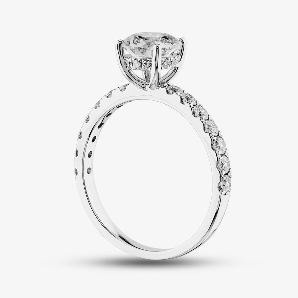 9ct White Gold 1.50ct Certificated Brilliant Cut Lab Grown Diamond Shoulder Set Solitaire Ring LGR43483-150