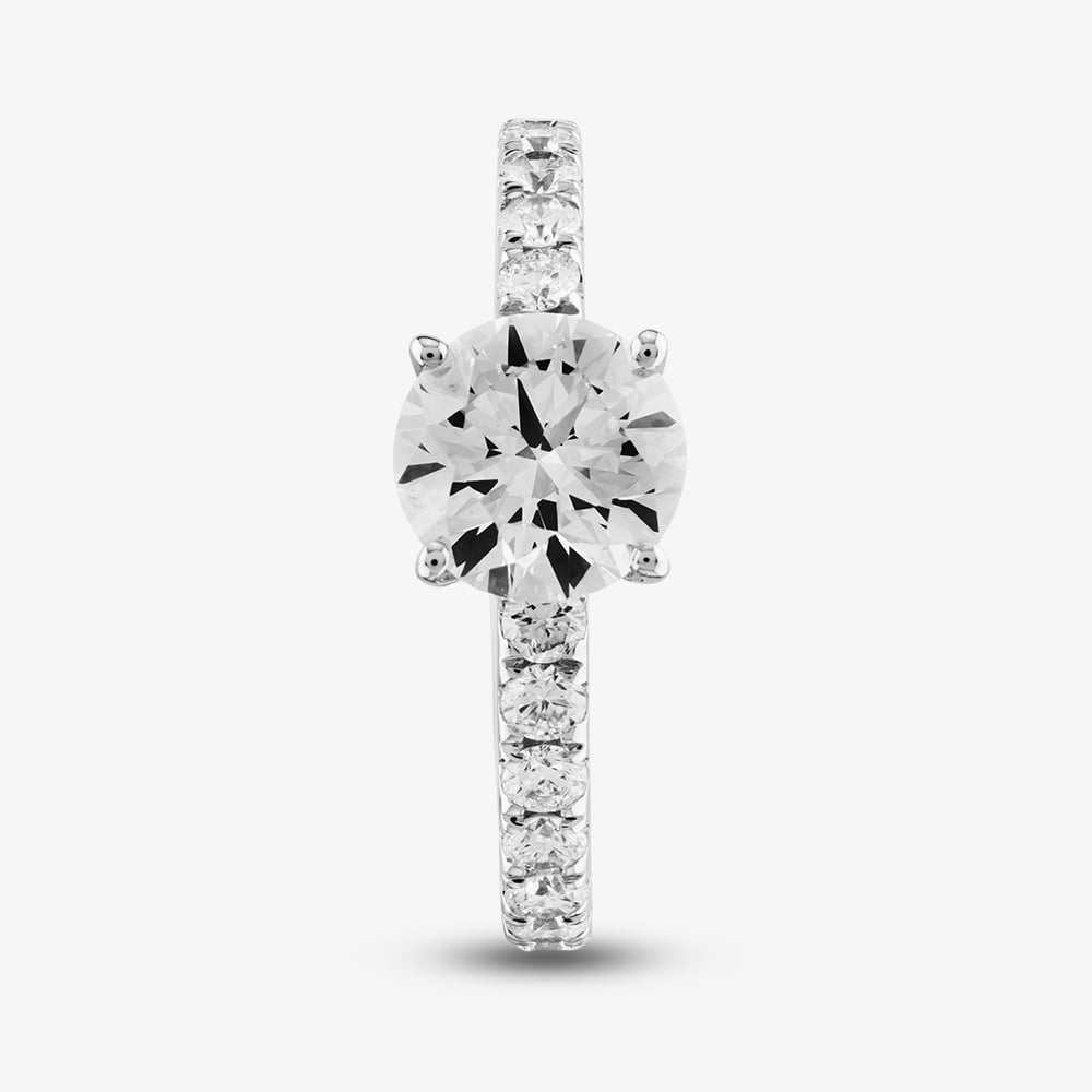 9ct White Gold 1.50ct Certificated Brilliant Cut Lab Grown Diamond Shoulder Set Solitaire Ring LGR43483-150