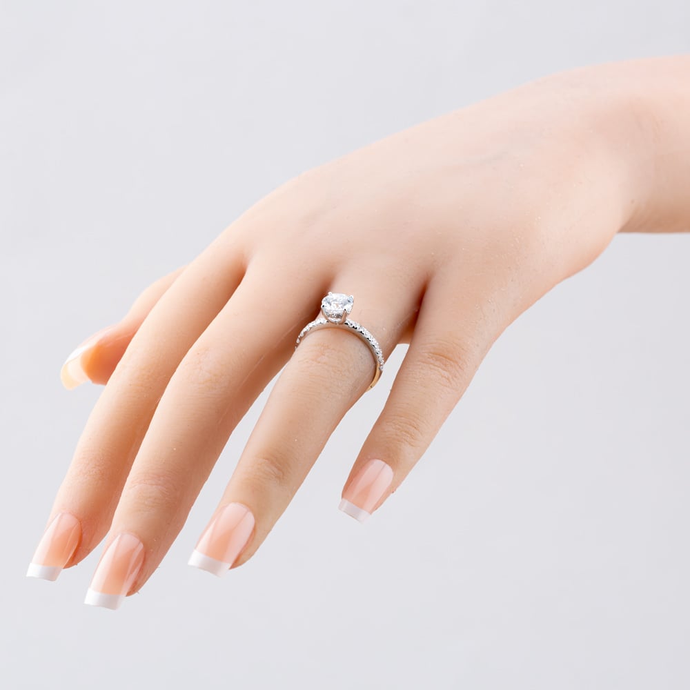 9ct White Gold 1.50ct Certificated Brilliant Cut Lab Grown Diamond Shoulder Set Solitaire Ring LGR43483-150