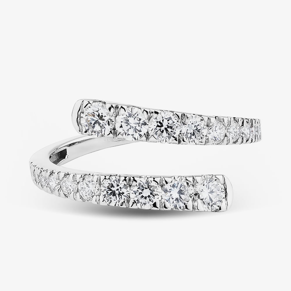 9ct White Gold 1.00ct Lab Grown Diamond Two Row Spiral Ring LGR43802-100