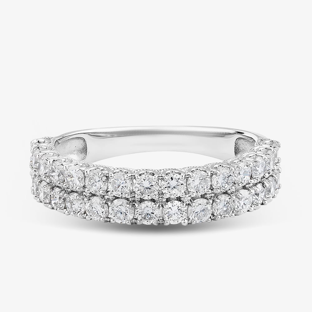 9ct White Gold 1.00ct Lab Grown Diamond Two Row Ring LGR34374-100CH