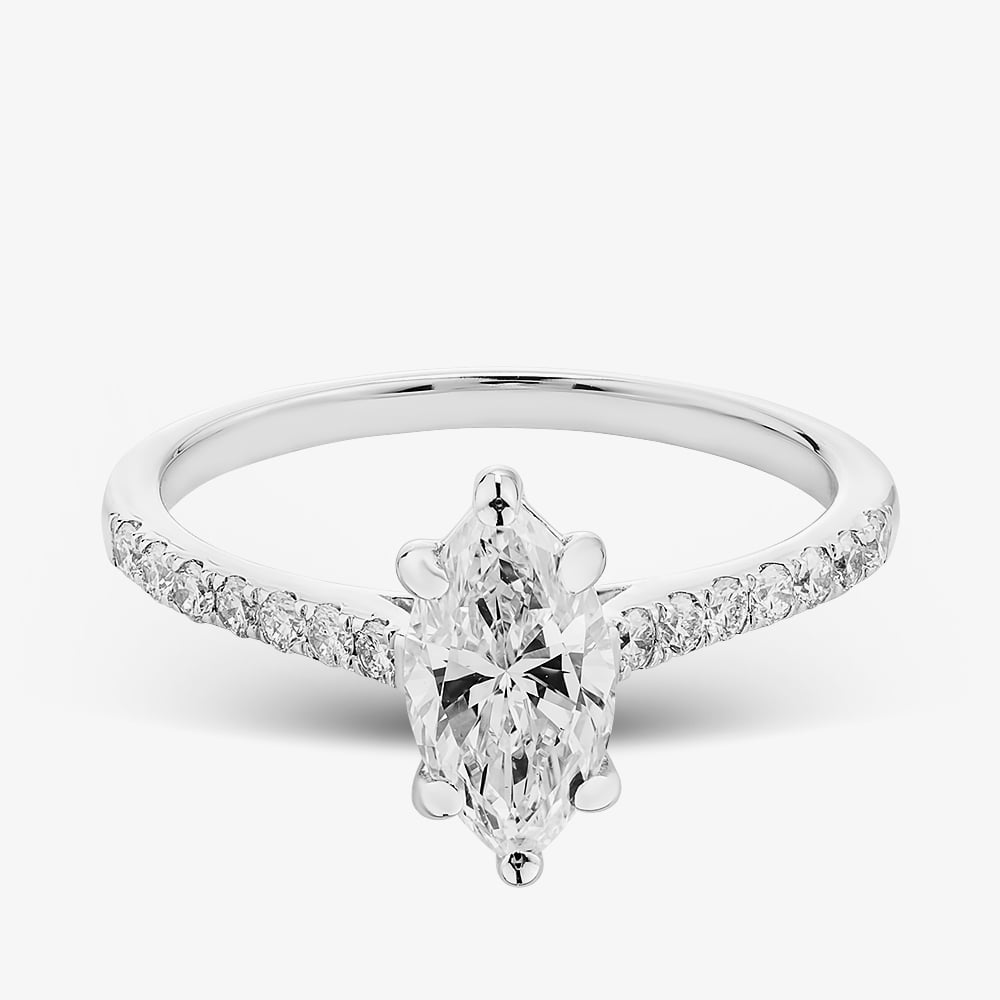 9ct White Gold 1.20ct Marquise Cut Lab Grown Diamond Shoulder Set Ring LGR47362-120SF