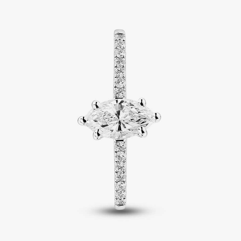 9ct White Gold 1.20ct Marquise Cut Lab Grown Diamond Shoulder Set Ring LGR47362-120SF