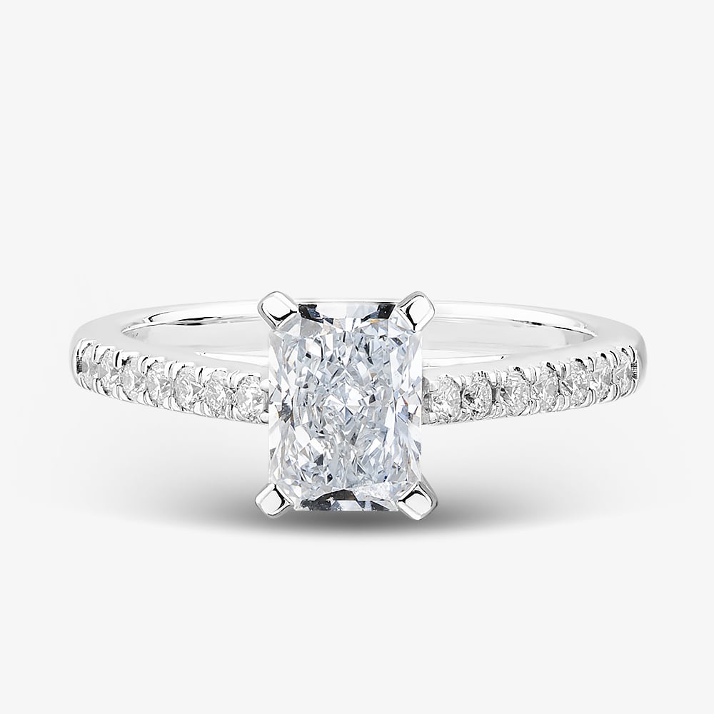 9ct White Gold 1.20ct Radiant Cut Lab Grown Diamond Shoulder Set Ring LGR35521-120RN