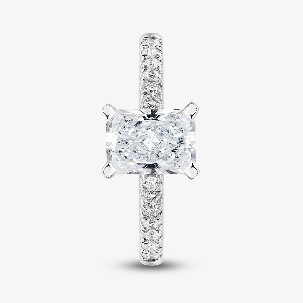 9ct White Gold 1.20ct Radiant Cut Lab Grown Diamond Shoulder Set Ring LGR35521-120RN