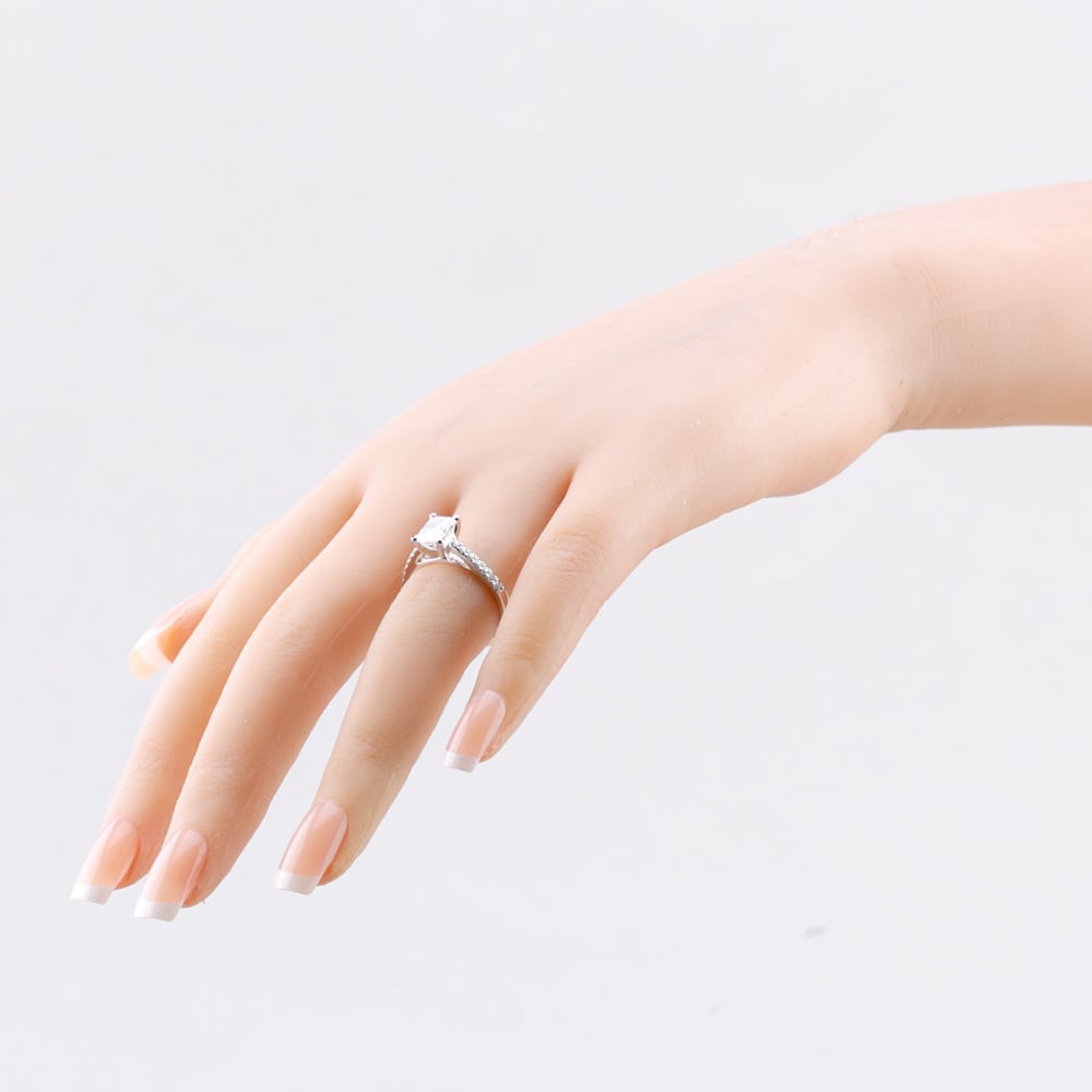 9ct White Gold 1.20ct Radiant Cut Lab Grown Diamond Shoulder Set Ring LGR35521-120RN