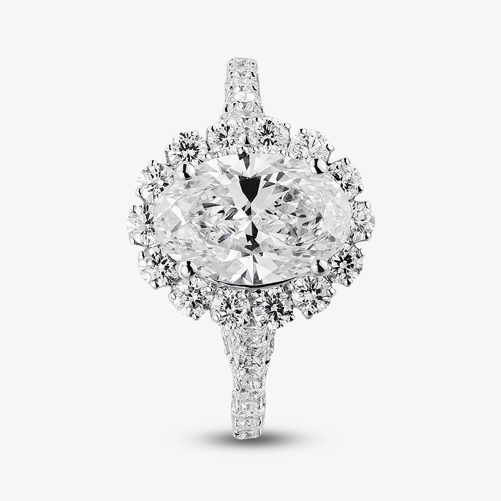 9ct White Gold 3.00ct Oval Cut Lab Grown Diamond Halo Ring LGR47044-300