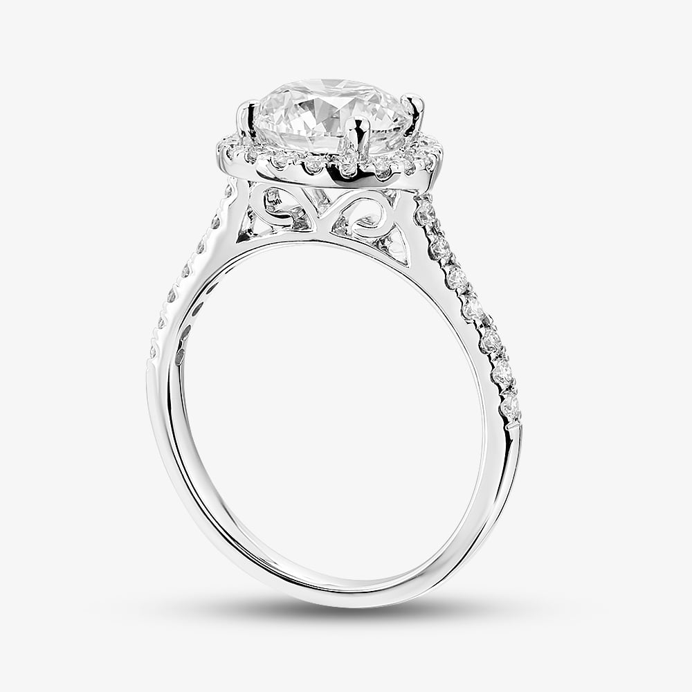 9ct White Gold 2.40ct Brilliant Cut Lab Grown Diamond Halo Ring LGR43488-240SF