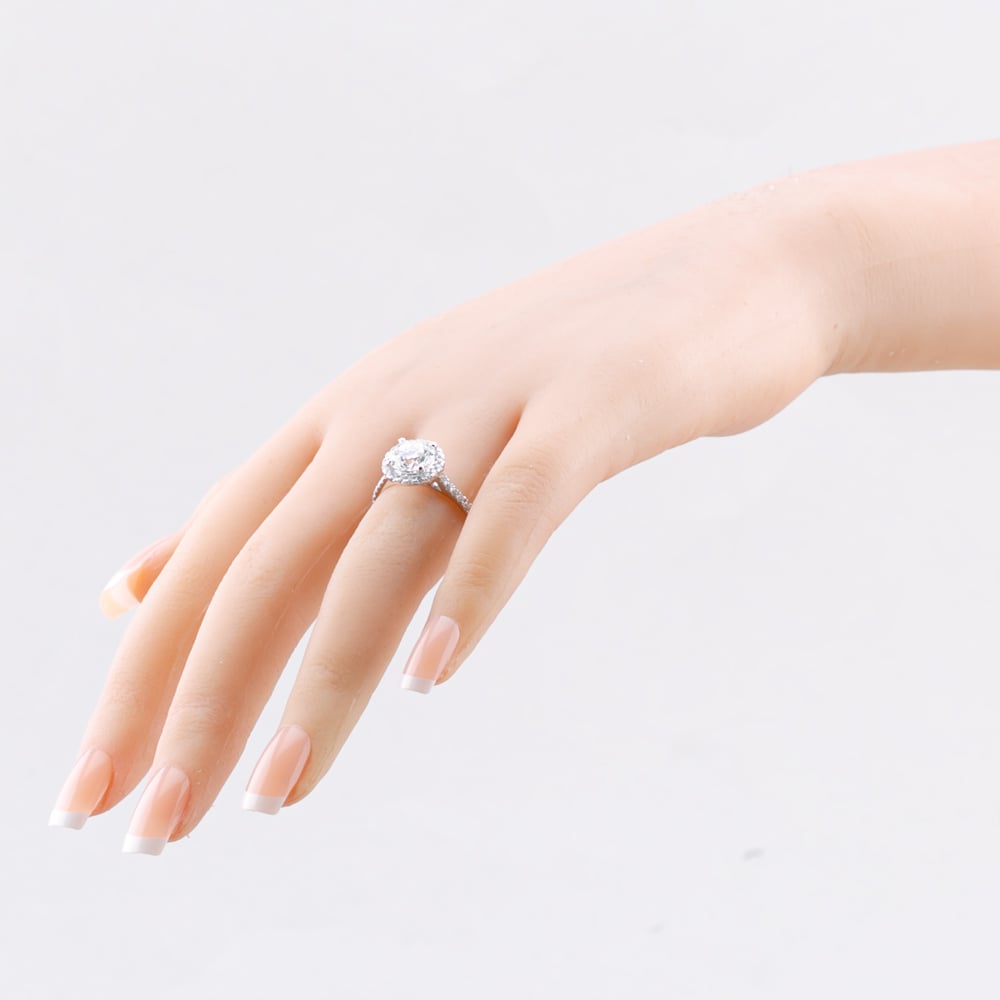9ct White Gold 2.40ct Brilliant Cut Lab Grown Diamond Halo Ring LGR43488-240SF