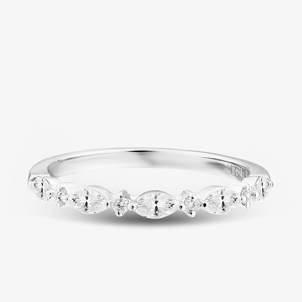 9ct White Gold 0.33ct Marquise Cut Lab Grown Diamond Half Eternity Ring LGR43796-33