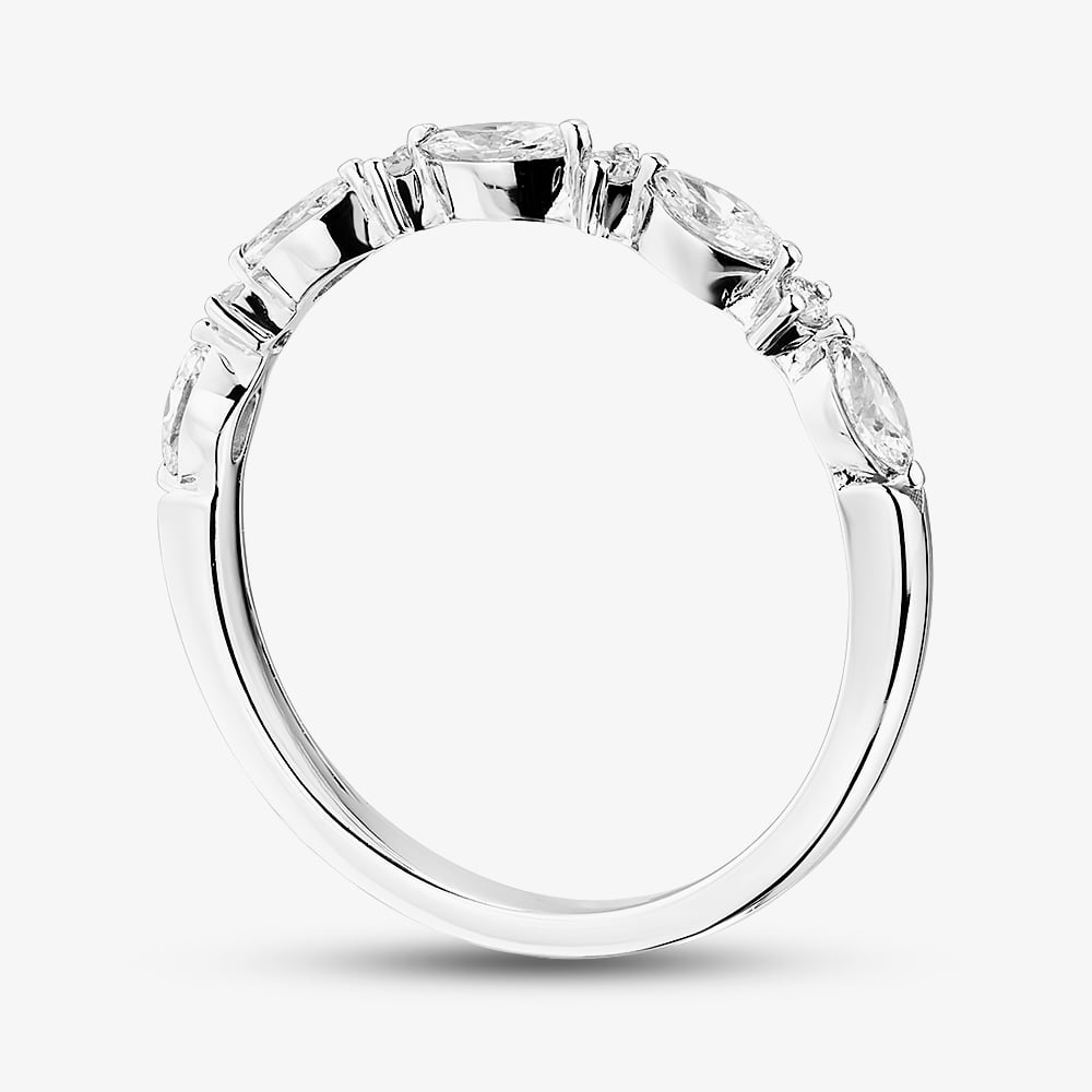 9ct White Gold 0.33ct Marquise Cut Lab Grown Diamond Half Eternity Ring LGR43796-33
