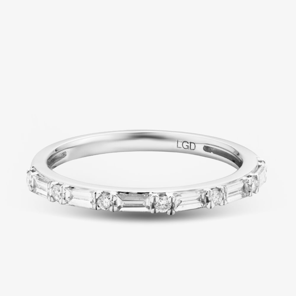 9ct White Gold 0.25ct Baguette Cut Lab Grown Diamond Half Eternity Ring LGR45675-25
