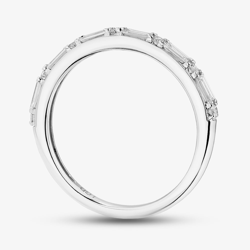 9ct White Gold 0.25ct Baguette Cut Lab Grown Diamond Half Eternity Ring LGR45675-25