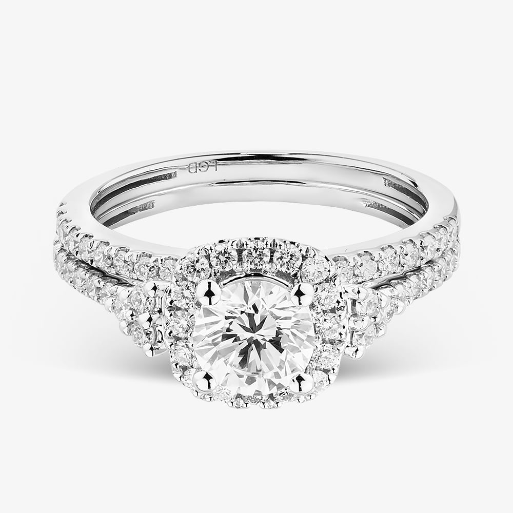9ct White Gold 1.25ct Brilliant Cut Lab Grown Diamond Bridal Set LGR42232-125