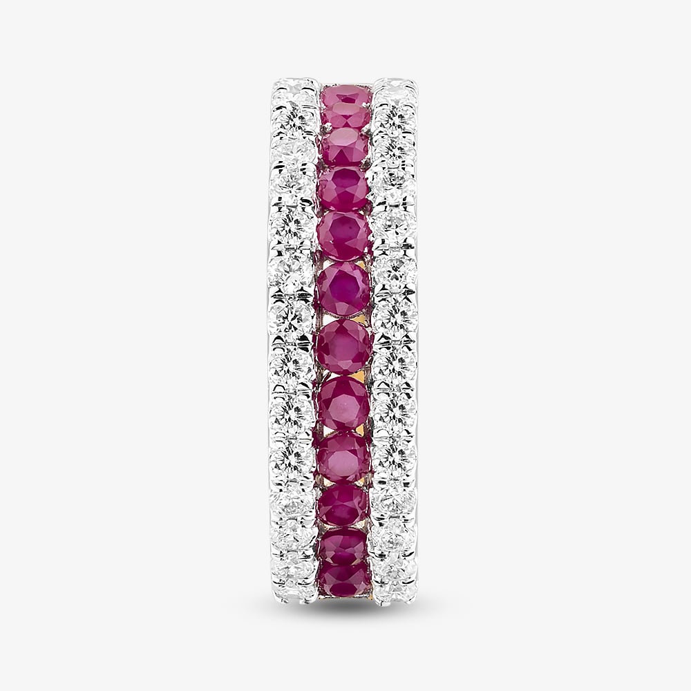 9ct Yellow Gold Lab Grown Ruby & Lab Grown Diamond Three Row Half Eternity Ring LGR44409-RD