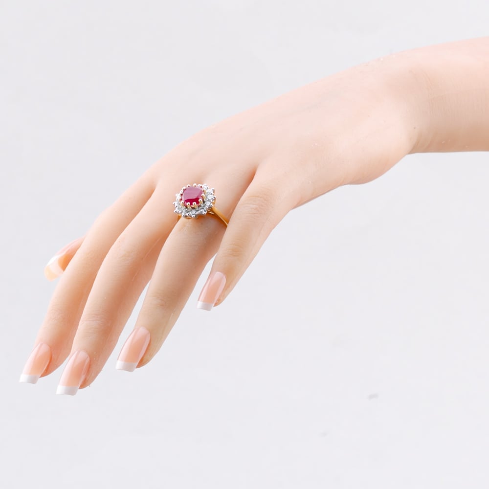 9ct Yellow Gold 3.95ct Lab Grown Ruby & 1.00ct Lab Grown Diamond Halo Ring LGR47396-RD