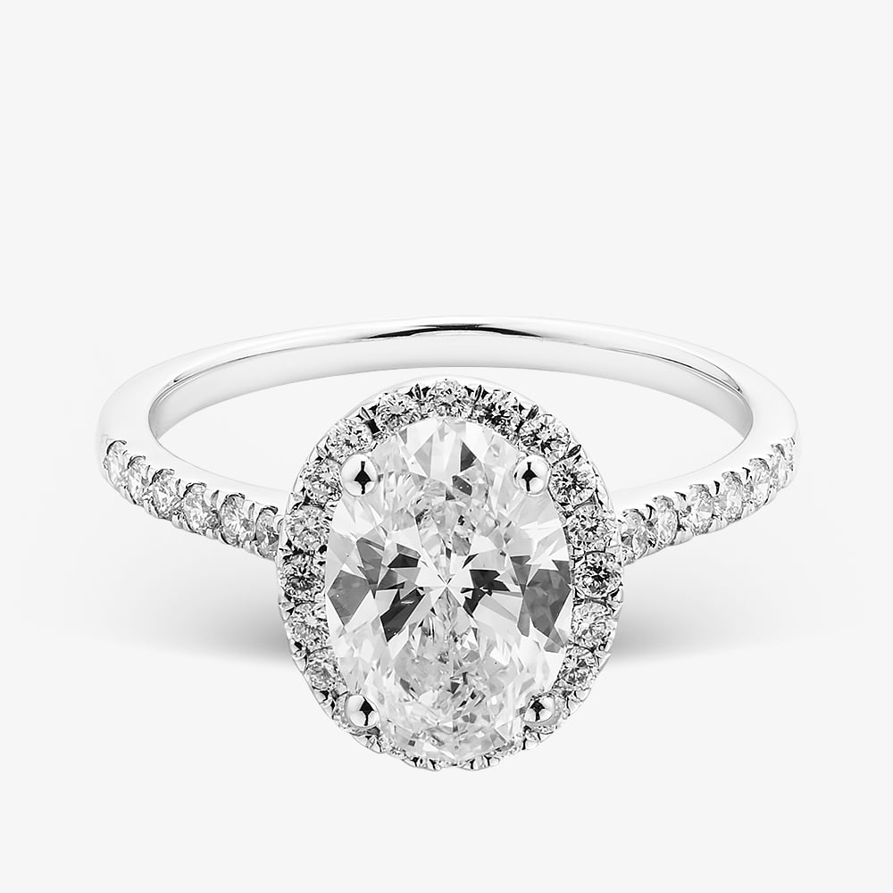 9ct White Gold 2.40ct Oval Cut Lab Grown Diamond Halo Ring LGR43490-240SF