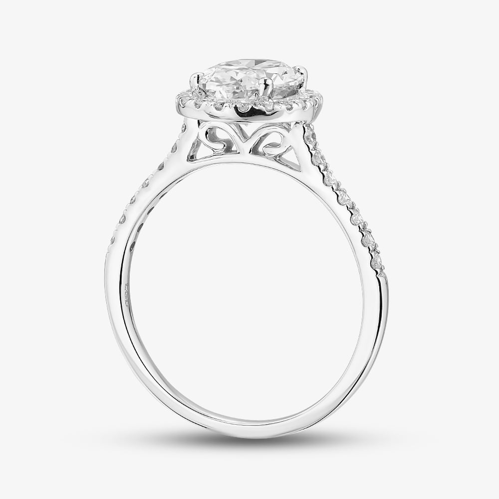 9ct White Gold 2.40ct Oval Cut Lab Grown Diamond Halo Ring LGR43490-240SF