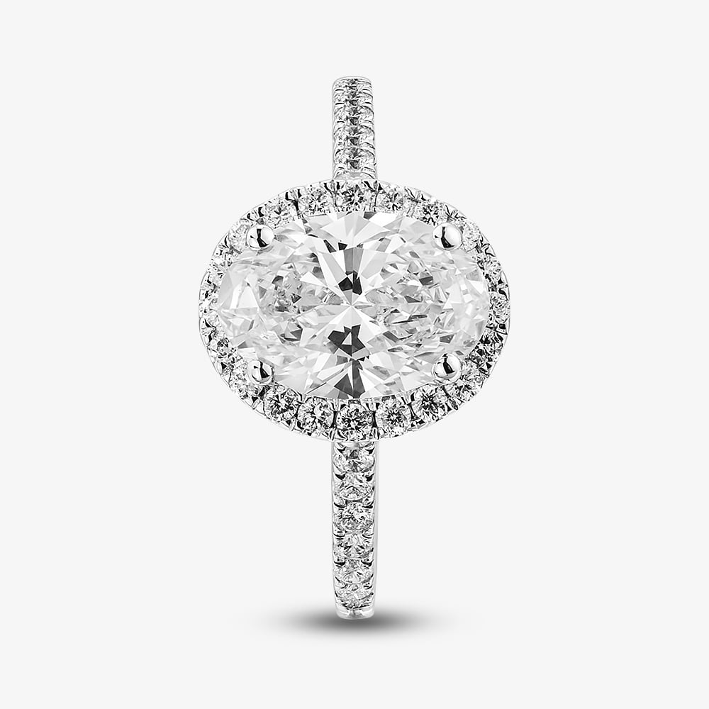 9ct White Gold 2.40ct Oval Cut Lab Grown Diamond Halo Ring LGR43490-240SF