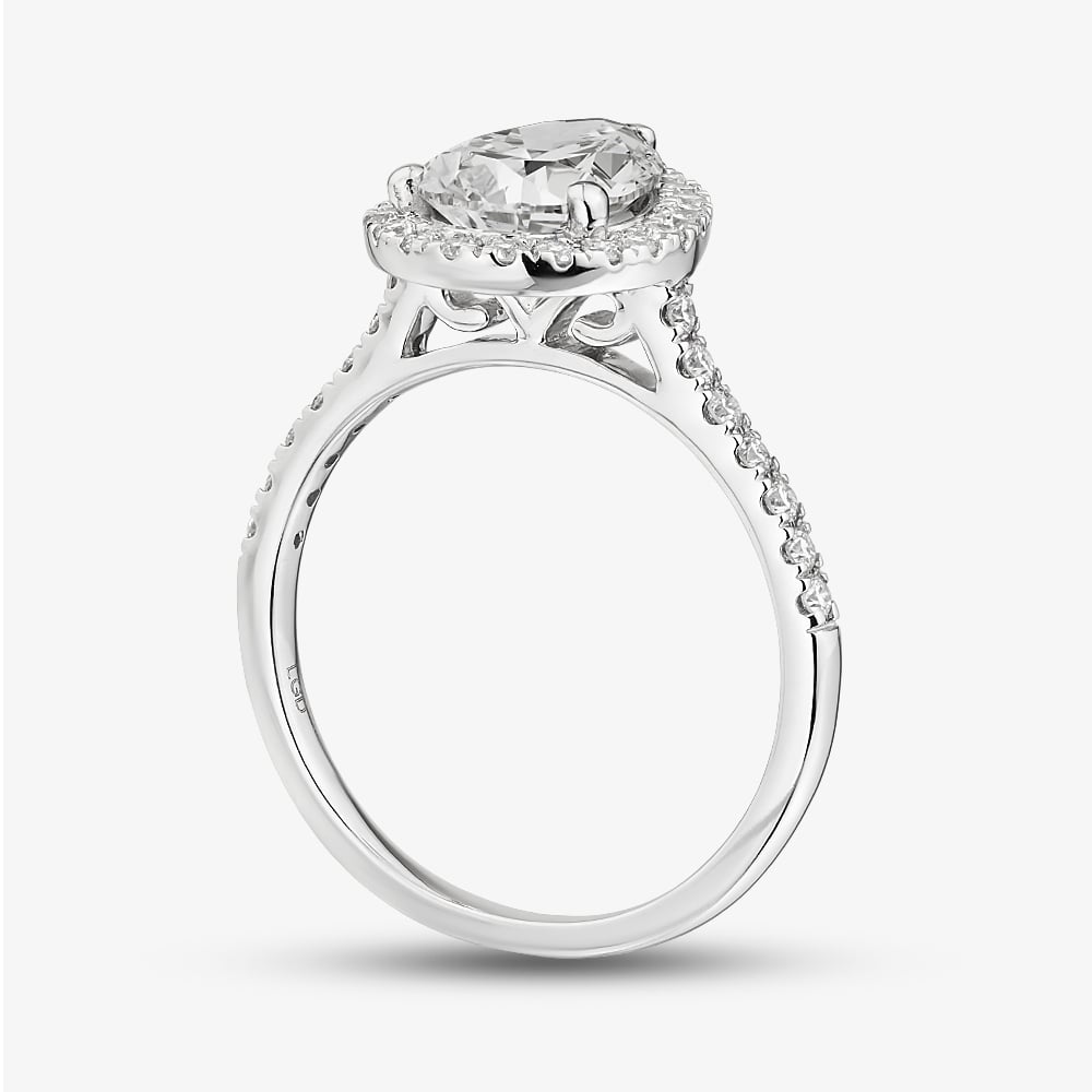 9ct White Gold 2.40ct Certificated Pear Cut Lab Grown Diamond Halo Ring LGR43491-240SF