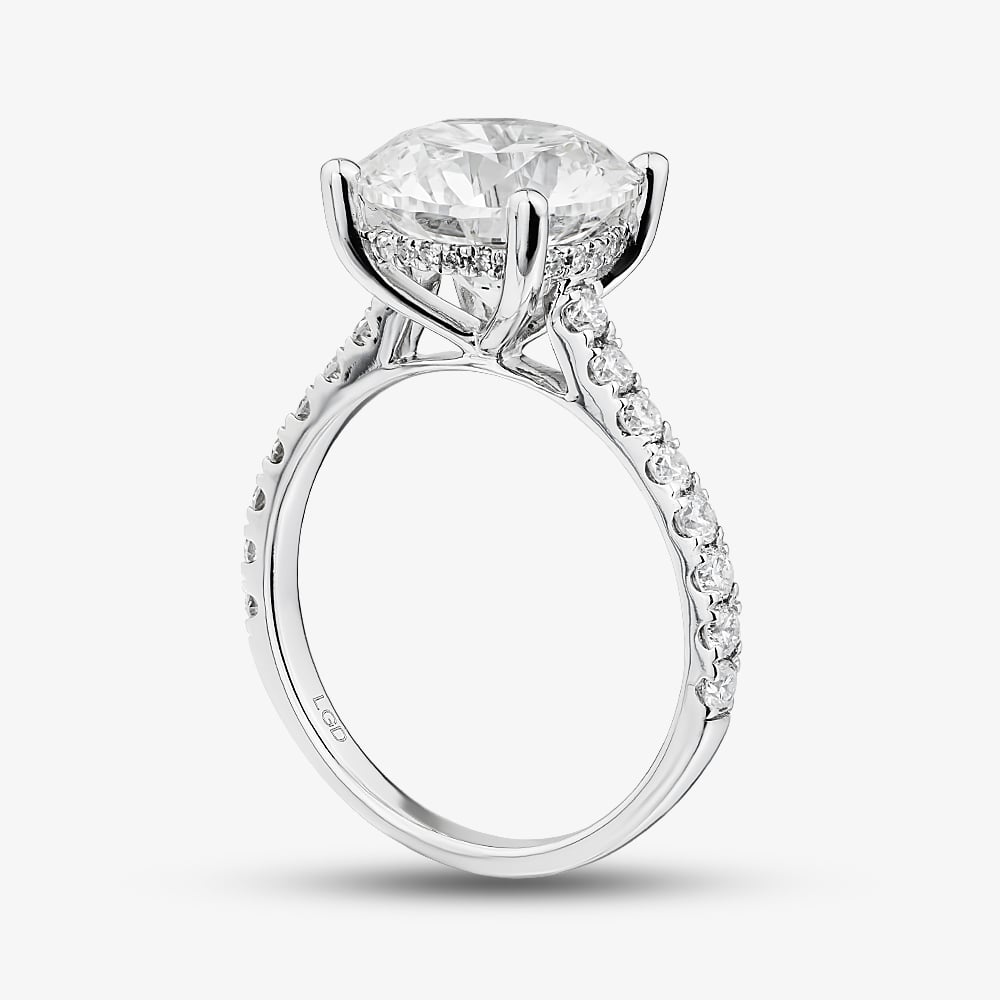 9ct White Gold 4.50ct Certificated Brilliant Cut Lab Grown Diamond Shoulder Set Solitaire Ring LGR43483-450SF