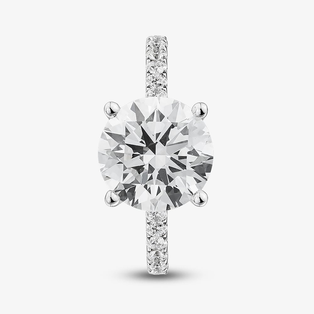 9ct White Gold 4.50ct Certificated Brilliant Cut Lab Grown Diamond Shoulder Set Solitaire Ring LGR43483-450SF