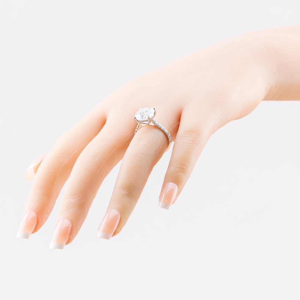 9ct White Gold 4.50ct Certificated Brilliant Cut Lab Grown Diamond Shoulder Set Solitaire Ring LGR43483-450SF
