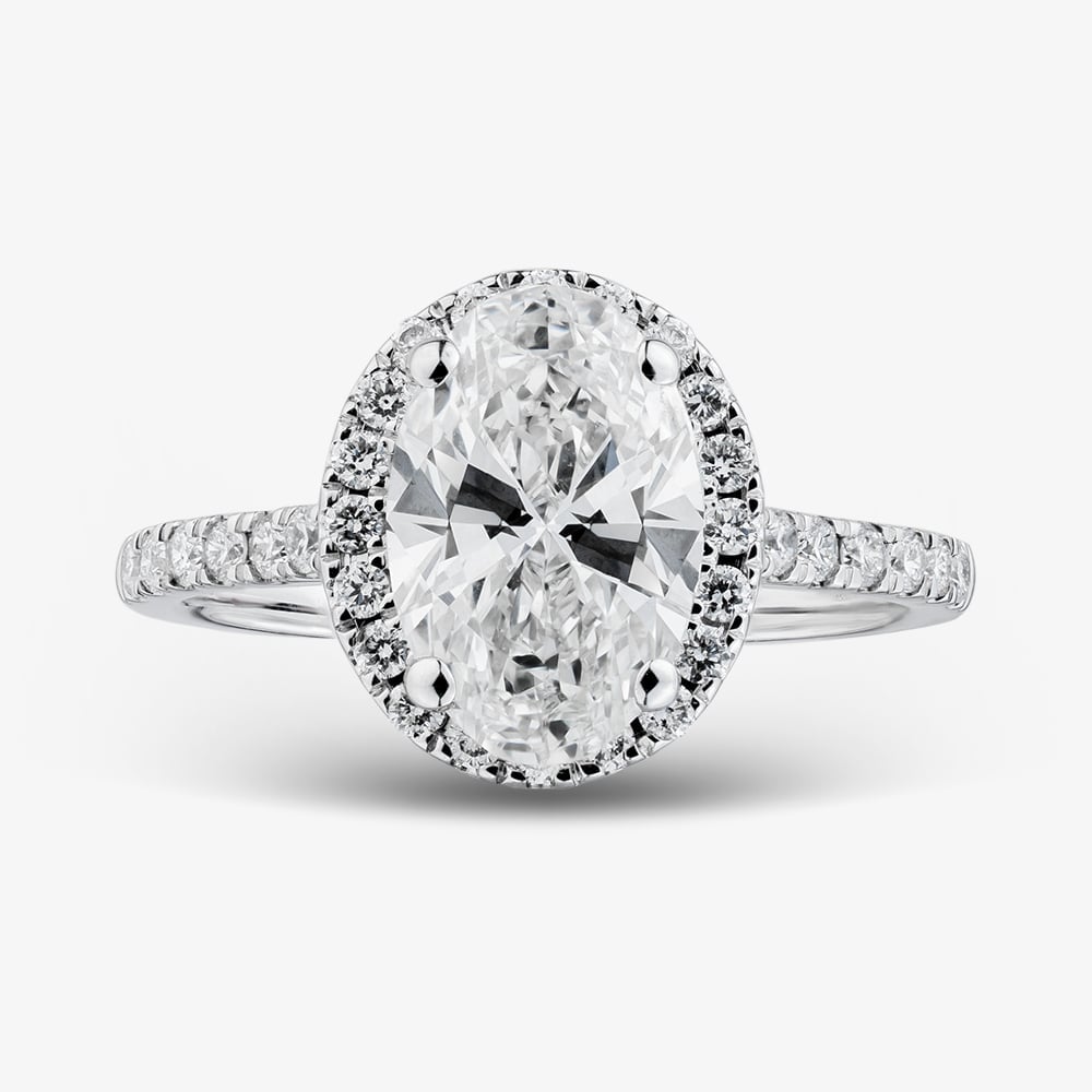 9ct White Gold 2.40ct Oval Cut Lab Grown Diamond Halo Ring LGR43490-240SF (WG)