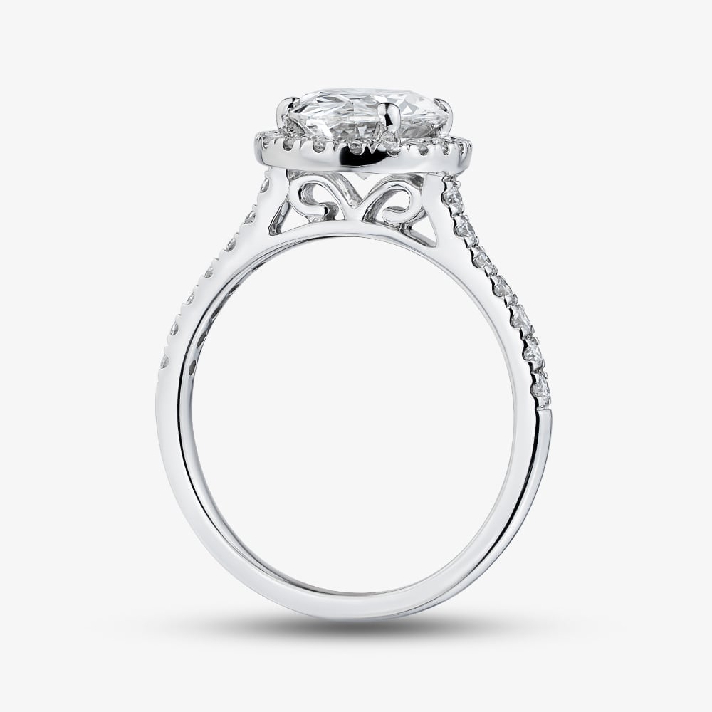 9ct White Gold 2.40ct Oval Cut Lab Grown Diamond Halo Ring LGR43490-240SF (WG)