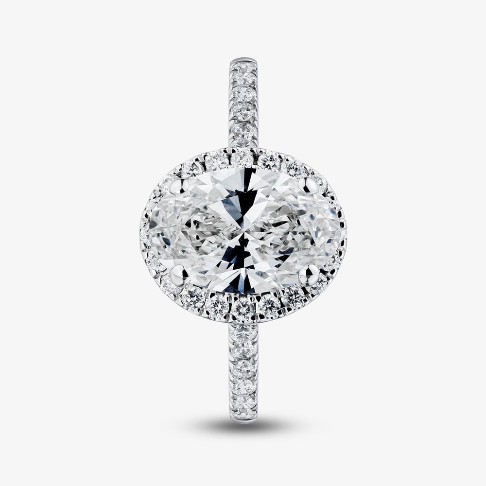 9ct White Gold 2.40ct Oval Cut Lab Grown Diamond Halo Ring LGR43490-240SF (WG)