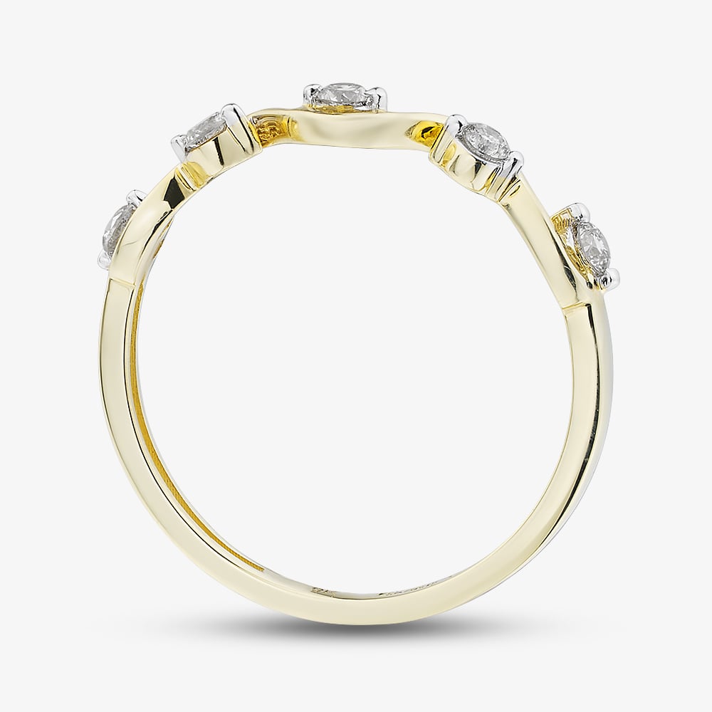 Pure Brilliance 9ct Yellow Gold 0.15ct Diamond Wave Ring THR43954-15NJ (YG)