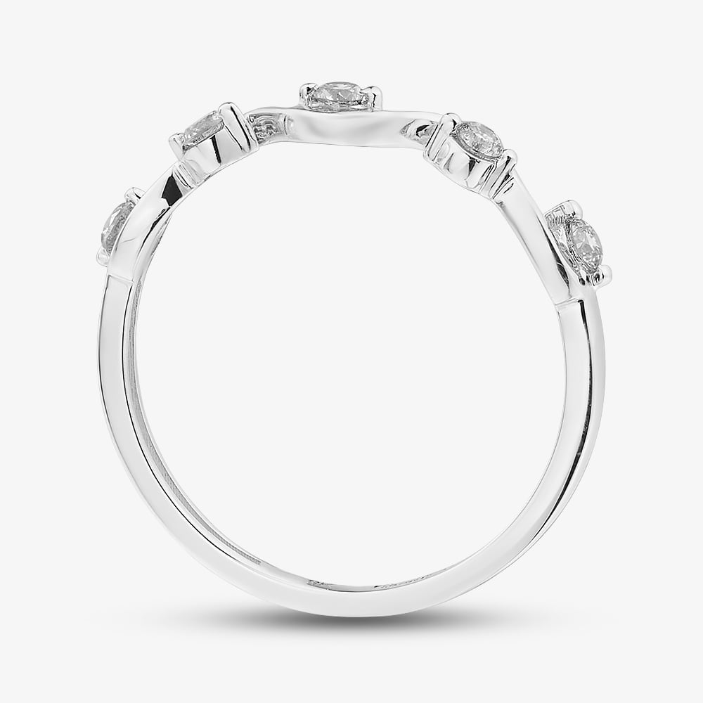 Pure Brilliance 9ct White Gold 0.15ct Diamond Wave Ring THR43954-15NJ (WG)