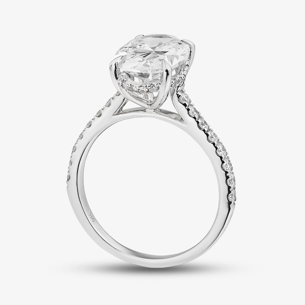 9ct White Gold 3.50ct Certificated Oval Cut Lab Grown Diamond Shoulder Set Solitaire Ring LGR46906-350SF (WG)(CERT)
