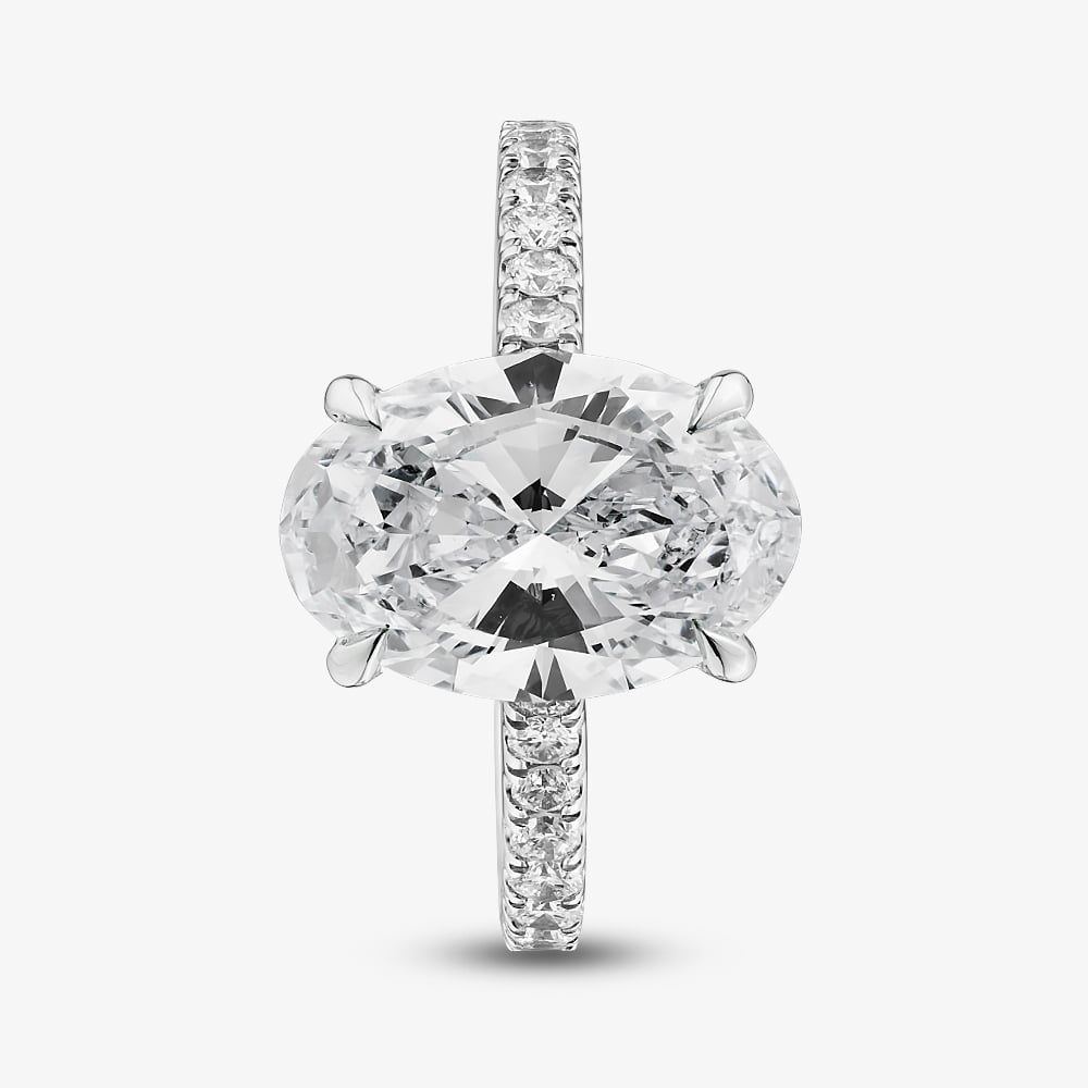9ct White Gold 3.50ct Certificated Oval Cut Lab Grown Diamond Shoulder Set Solitaire Ring LGR46906-350SF (WG)(CERT)