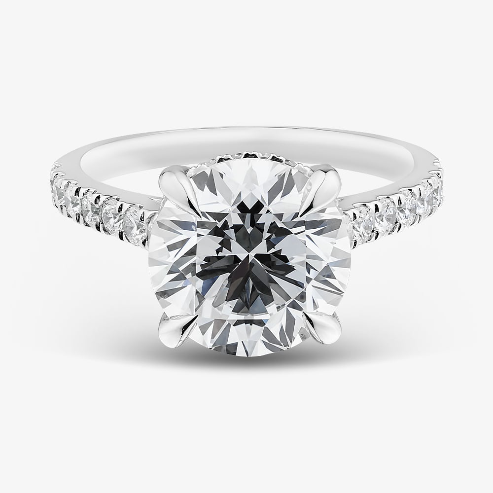 9ct White Gold 4.50ct Certificated Round Cut Lab Grown Diamond Shoulder Set Solitaire Ring LGR46907-450SF (WG)(CERT)