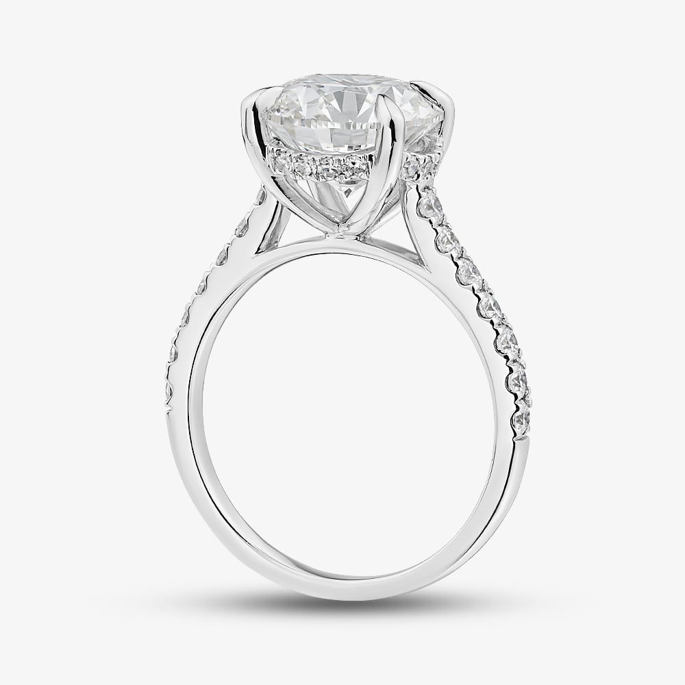 9ct White Gold 4.50ct Certificated Round Cut Lab Grown Diamond Shoulder Set Solitaire Ring LGR46907-450SF (WG)(CERT)