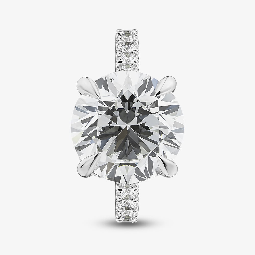 9ct White Gold 4.50ct Certificated Round Cut Lab Grown Diamond Shoulder Set Solitaire Ring LGR46907-450SF (WG)(CERT)