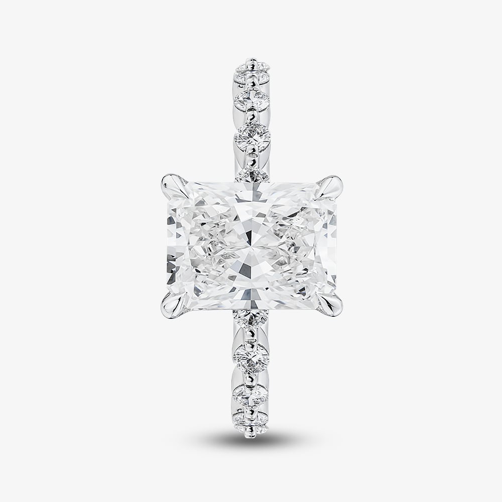 9ct White Gold 3.50ct Certificated Radiant Cut Lab Grown Diamond Shoulder Set Solitaire Ring LGR47397-350NEW (WG)(CERT)