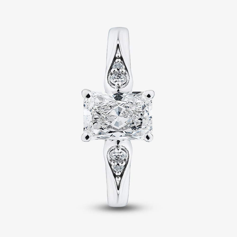 9ct White Gold 1.10ct Certificated Radiant Cut Lab Grown Diamond Shoulder Set Solitaire Ring LGR48856-110RN (WG)(CERT)
