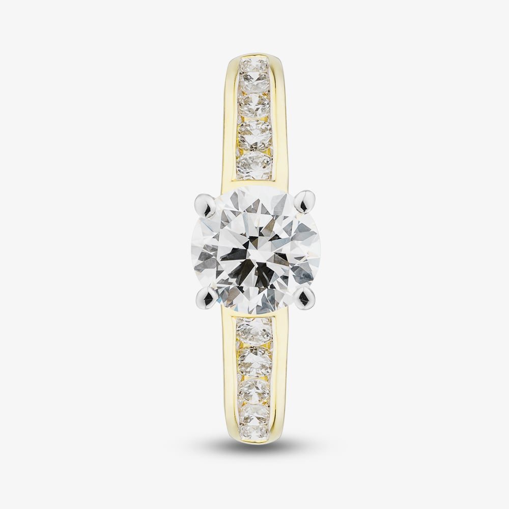 9ct Yellow Gold 1.35ct Certificated Round Cut Lab Grown Diamond Shoulder Set Solitaire Ring LGR48715-135 (YG)(CERT)