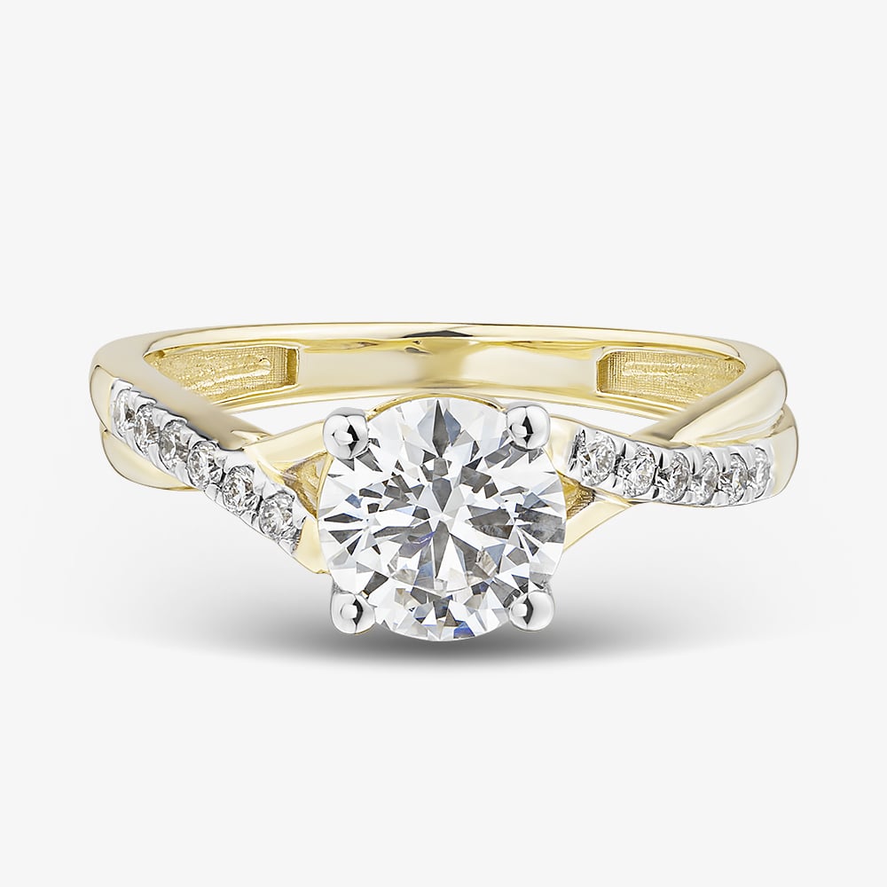 9ct Yellow Gold 1.10ct Certificated Round Cut Lab Grown Diamond Shoulder Set Solitaire Ring LGR48711-110 (YG)(CERT)