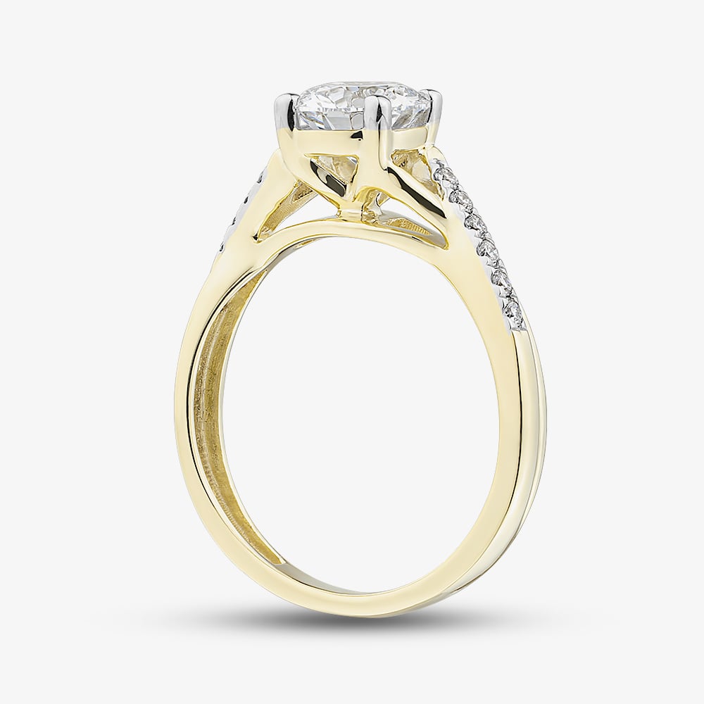 9ct Yellow Gold 1.10ct Certificated Round Cut Lab Grown Diamond Shoulder Set Solitaire Ring LGR48711-110 (YG)(CERT)